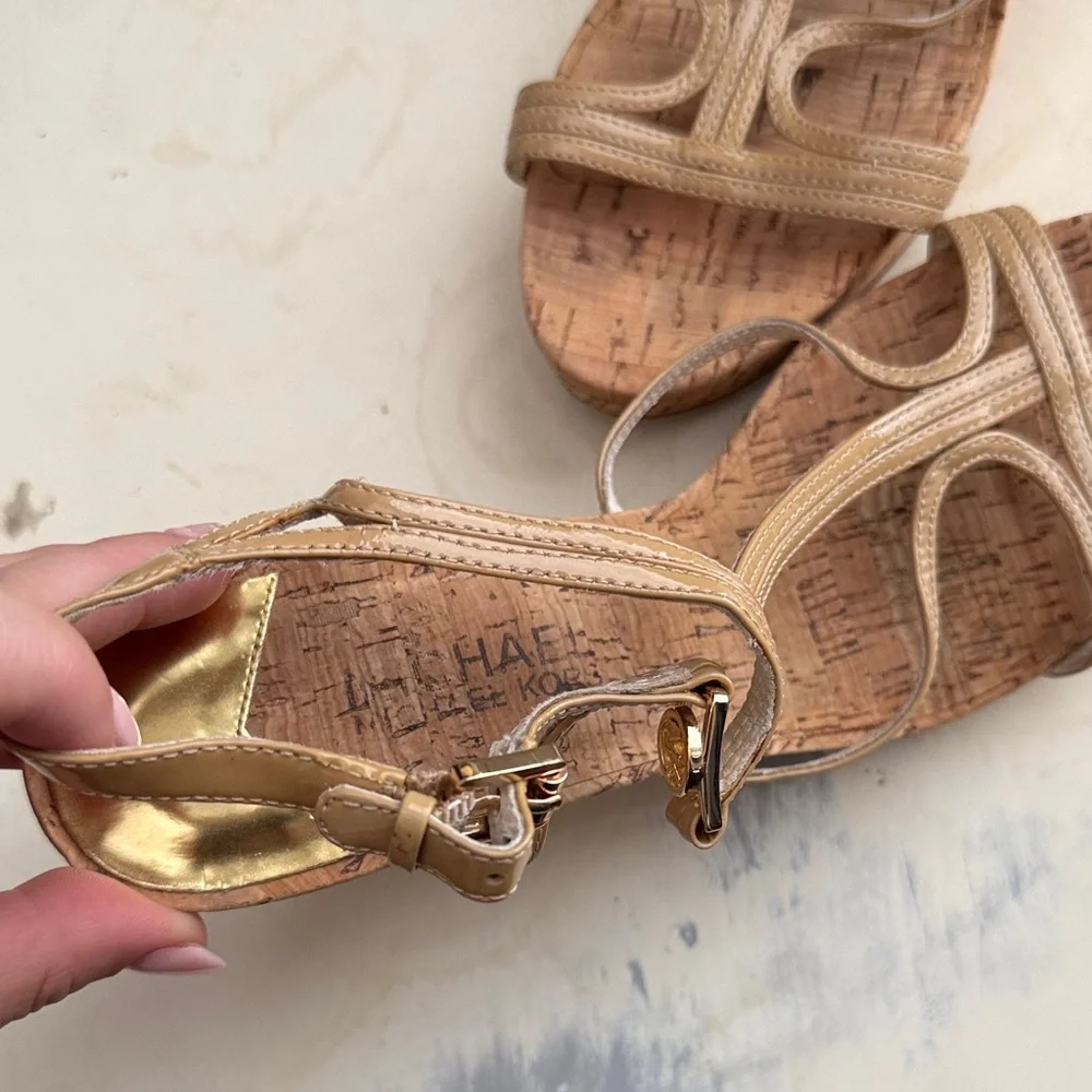 Michael Kors Cork Wedge Sandals, Size 7.5